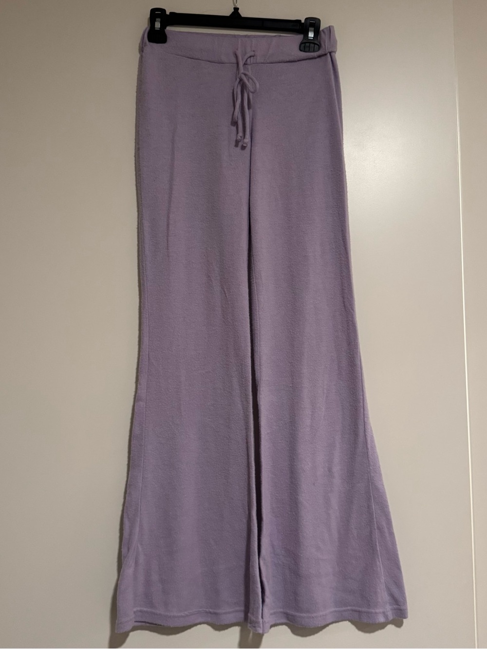 Urban Outfitters Soft Lavender Knit Wide-Leg Pants with Drawstring Waist-S